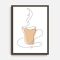 Hand drawn coffee tea cup wall decor Royalty Free Stock Photo