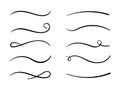 Hand drawn collection of curly swishes, swashes, swoops. Calligraphy swirl. Highlight text elements Royalty Free Stock Photo