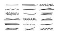 Hand drawn collection of different diary scribble lines and elements. Marker pen underline and strikethrough Editable strokes for