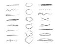 Hand drawn collection of different diary scribble lines and elements. Marker pen underline and strikethrough strokes Royalty Free Stock Photo