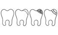 hand drawn collection of healthy teeth and sick teeth
