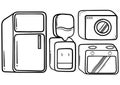 Hand drawn collection of household electronic tools