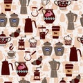 Hand-drawn collection Seamless pattern coffee icons Royalty Free Stock Photo