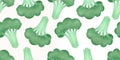 Hand drawn color broccoli seamless pattern. Organic fresh vegetable illustration isolated on white background. Retro vegetable Royalty Free Stock Photo