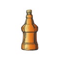 Hand Drawn Color Embossed Bottle Of Beer Vector Royalty Free Stock Photo