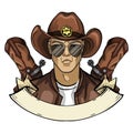 Hand drawn sketch cowboy icon