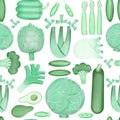 Hand drawn color vagetable seamless pattern. Organic fresh vegetable illustration isolated on white background. Retro vegetable Royalty Free Stock Photo