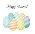 Hand drawn colored Easter eggs card isolated on white background. Decorative doodle frame made of Easter egg. Ornamented Royalty Free Stock Photo