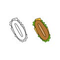 Hand drawn long sandwich. Royalty Free Stock Photo