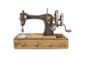 Hand-drawn colored sketch of vintage sewing machine. Handmade, sewing equipment concept in vintage doodle style. Engraving style Royalty Free Stock Photo