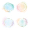 colorful blue green pink nd orange gradient watercolor circle splash with golden frame Royalty Free Stock Photo