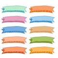 Hand drawn colorful classic ribbons set of ten