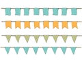 Hand drawn colorful doodle bunting banners for decoration. Doodle banner set, bunting flags, border sketch. Decorative elements. V