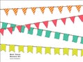 Hand drawn colorful doodle bunting banners set for decoration. Doodle banner set, bunting flags, border sketch. Decorative element