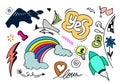 Hand-drawn colorful doodle set on white background Royalty Free Stock Photo