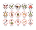 Hand-drawn Colorful Food Quality Icon Set