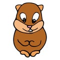 Hand drawn colorful gopher. Cartoon color gopher outline doodle style. Vector illustration isolated on white background.