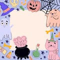 hand drawn colorful halloween frame design illustration Royalty Free Stock Photo
