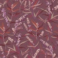 Seamless pattern with flowers - Wormwood isolated on a purple background.