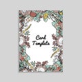 Hand drawn colorful line art protea flower tropical rectangle vertical frame Royalty Free Stock Photo