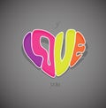 Hand drawn colorful love sign.