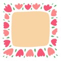 Hand drawn colorful Pink Flowers border frame for your concept logo design or social media banner. Royalty Free Stock Photo