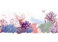 Hand drawn colorful coral reef border Royalty Free Stock Photo