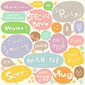 Hand Drawn Colorful Speech and Thought Bubbles Doodle Collection Vector Illustration