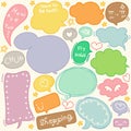 Hand Drawn Colorful Speech and Thought Bubbles Doodle Collection Vector Illustration