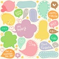 Hand Drawn Colorful Speech and Thought Bubbles Doodle Collection Vector Illustration Royalty Free Stock Photo