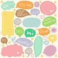 Hand Drawn Colorful Speech and Thought Bubbles Doodle Collection Vector Illustration Royalty Free Stock Photo