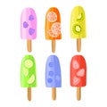 Hand drawn colorful tasty ice cream set. Royalty Free Stock Photo