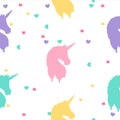 Hand drawn colorful unicorn seamless pattern