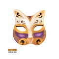 Hand drawn Venetian carnival cat mask