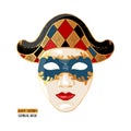 Hand drawn Venetian carnival Harlequin mask