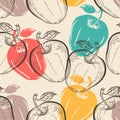 Hand drawn colorful apples pattern Royalty Free Stock Photo
