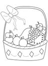 Hand drawn coloring page of a fruit basket Royalty Free Stock Photo