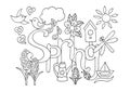 Hand drawn coloring page on spring theme Royalty Free Stock Photo