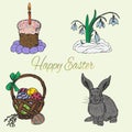 Hand drawn colourful easter set