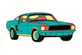 Hand Drawn colourful isolated muscle car in cartoon style with creative design colours. Vector illustration EPS10 Royalty Free Stock Photo