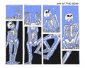 Hand drawn comic book style illustration with skeleton. Royalty Free Stock Photo