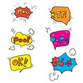 Hand drawn Comic burst text balloons with doodle style vector isolated Royalty Free Stock Photo