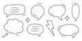 Hand drawn comic speech bubbles set with doodle style. Outline vector talk balloons for messages, comics, and cartoon design Royalty Free Stock Photo