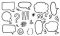 Hand Drawn Comic Speech Bubbles Set with Punctuation Marks. Blank Thinking Clouds and Chat Bubbles for Cartoon and Manga Design. Royalty Free Stock Photo