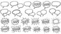 Hand Drawn Comic Speech Bubbles and Sound Effects Set Royalty Free Stock Photo