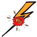 Hand drawn Comics vs frame. Versus lightning ray border, comic fighting duel and fight confrontation logo. Vs battle challenge,