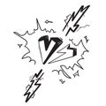 Hand drawn Comics vs frame. Versus lightning ray border, comic fighting duel and fight confrontation logo. Vs battle challenge,