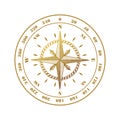 Hand drawn compass wind rose symbol