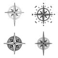 Hand drawn compass wind rose symbol