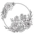 Hand drawn composition of succulent plants. Royalty Free Stock Photo